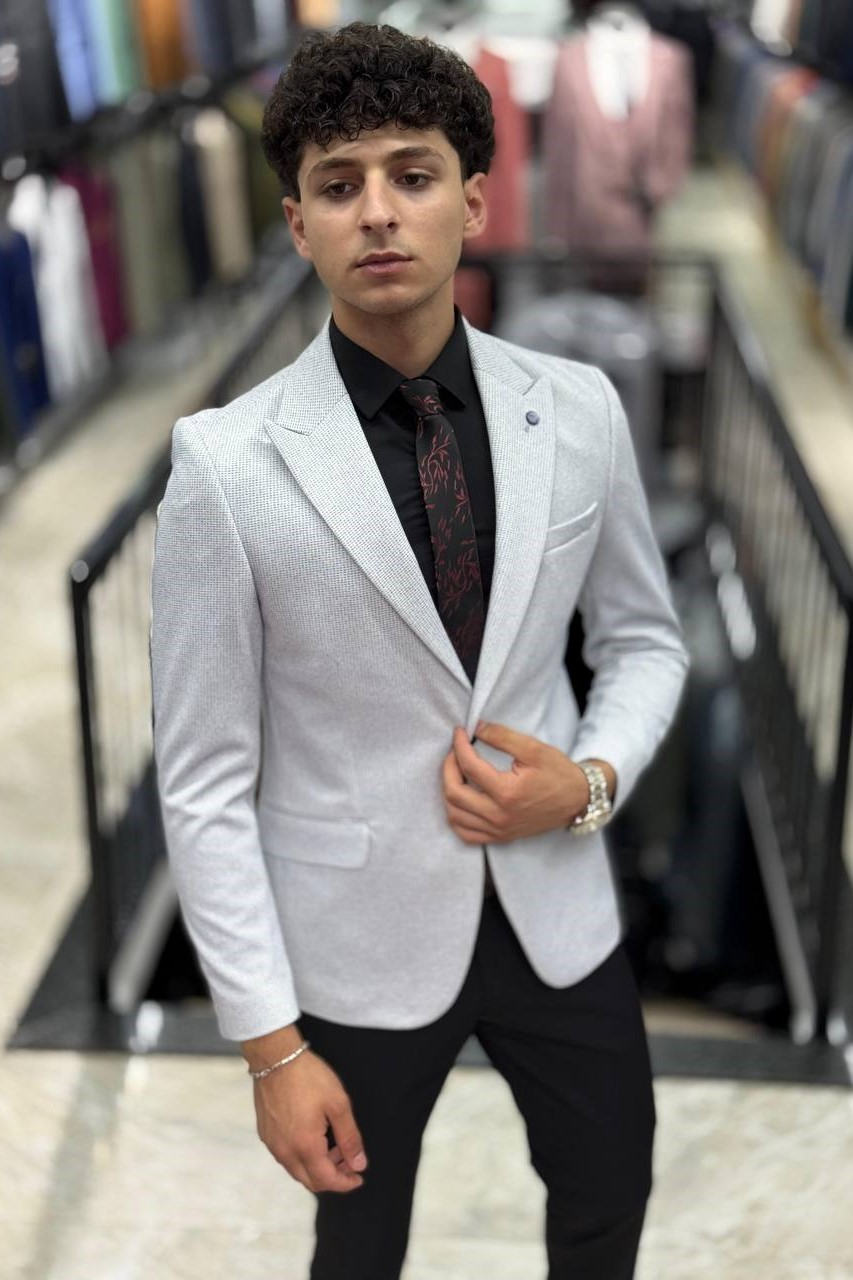 Wholesale Men's Gray Melange Blazer Jacket 1701W26-070