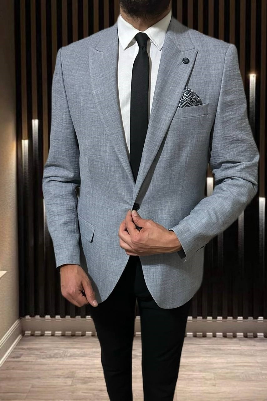 Wholesale Men's Gray Plus Size Blazer 1701W26-081