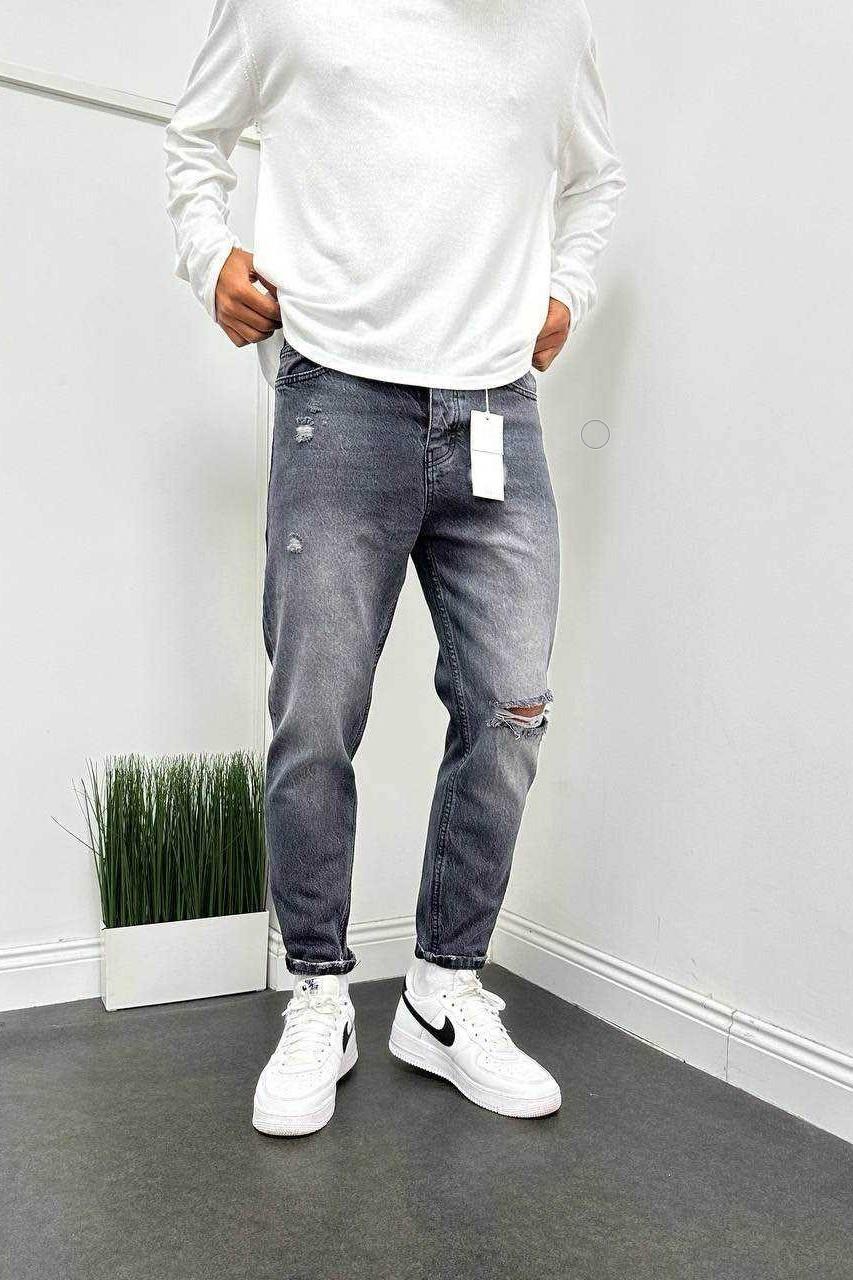 Wholesale Men's Gray Relaxed Fit Jeans 1504W26-PNT2485
