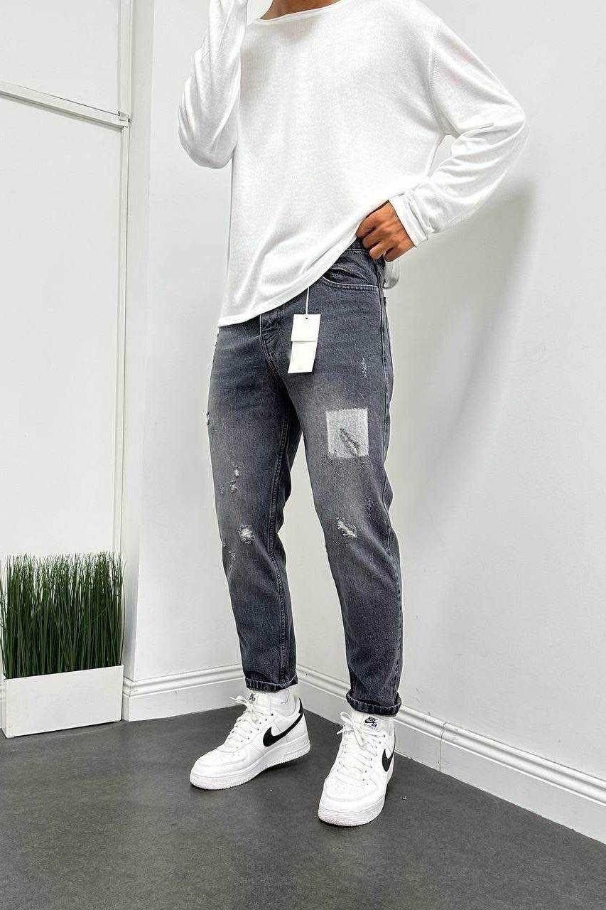 Wholesale Men's Gray Relaxed Fit Jeans 1504W26-PNT2486