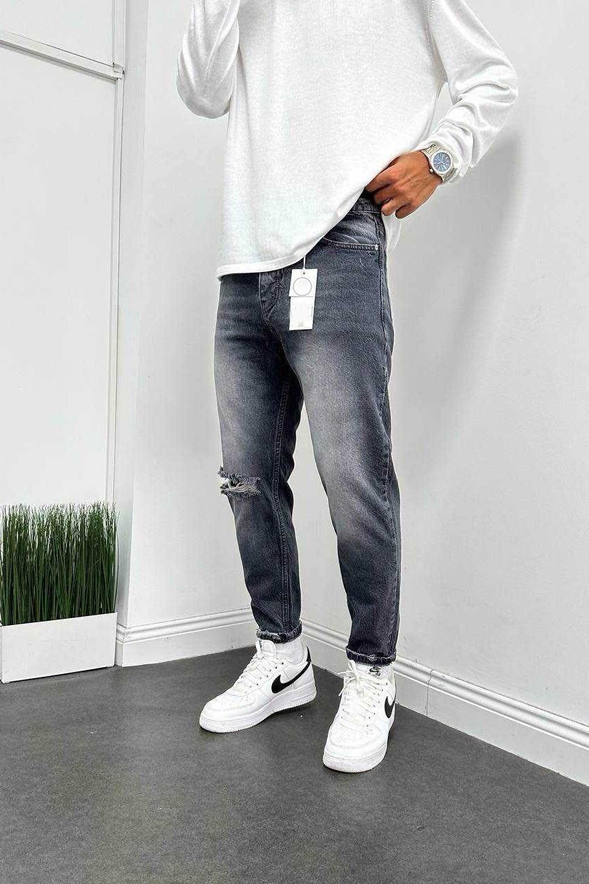 Wholesale Men's Gray Relaxed Fit Jeans 1504W26-PNT2487