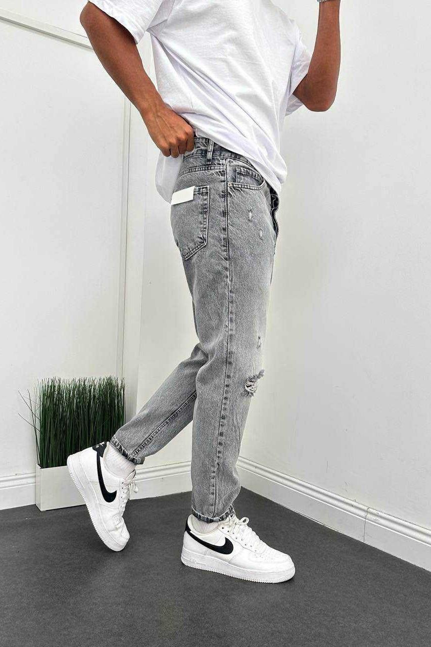 Wholesale Men's Gray Relaxed Fit Jeans 1504W26-PNT2503