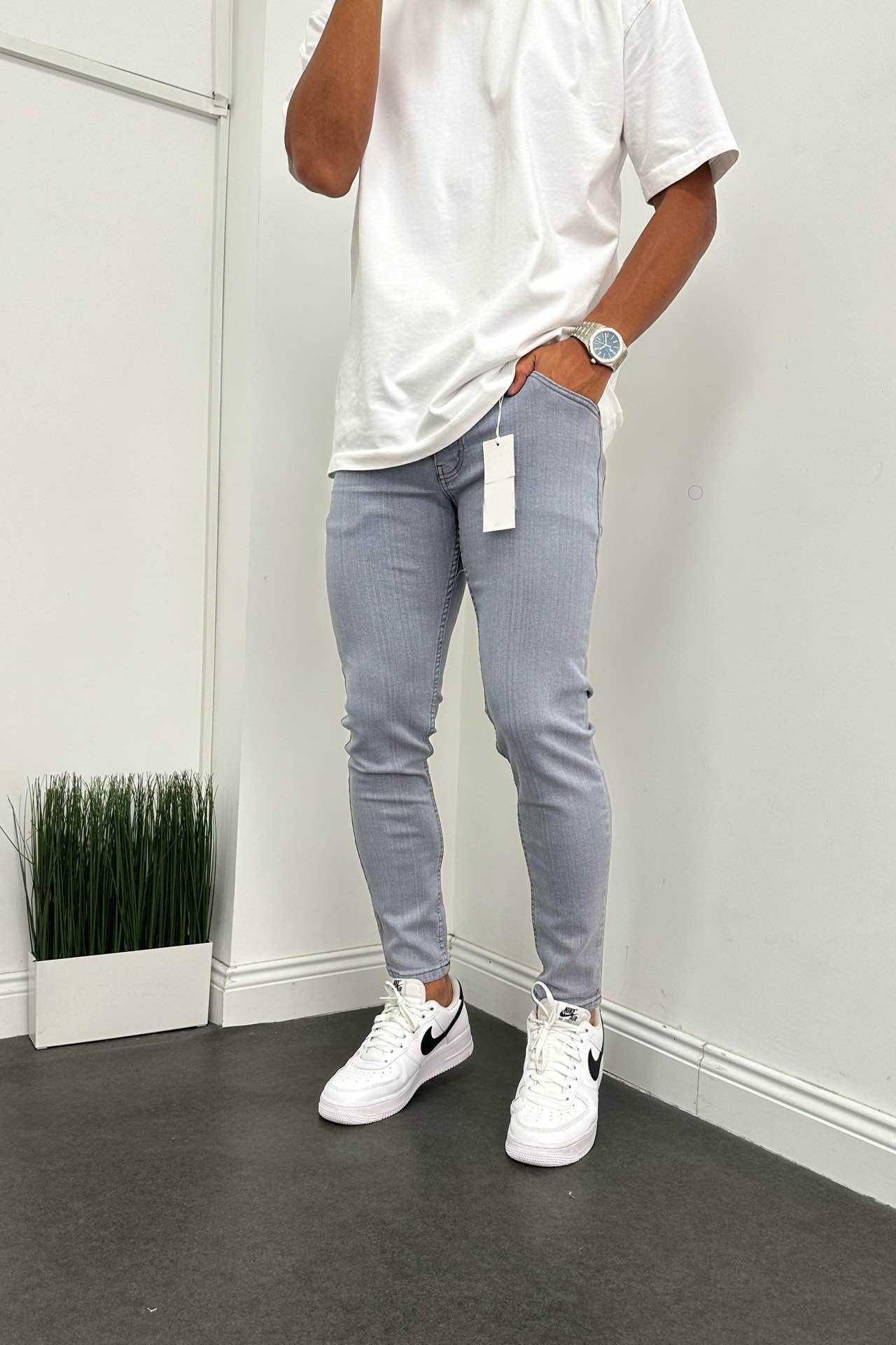 Wholesale Men's Gray Slim Fit Jeans 1504W26-PNT2583