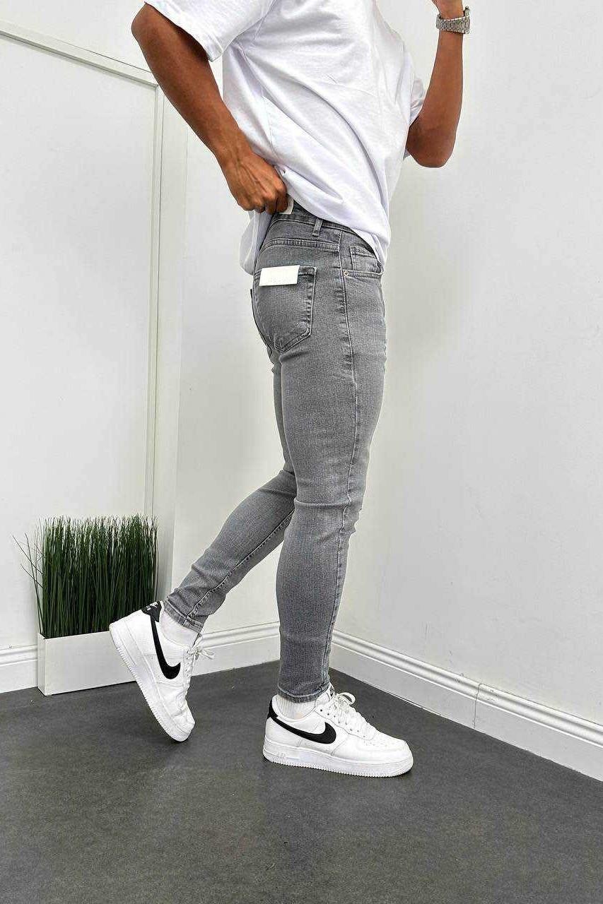 Wholesale Men's Gray Slim Fit Jeans 1504W26-PNT2464