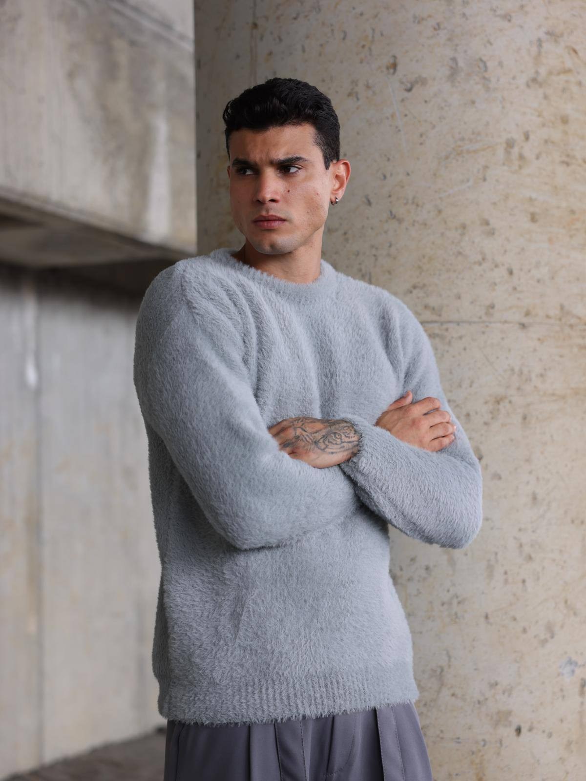 Wholesale Men's Gray Sweater 1603FW27-26TK023 