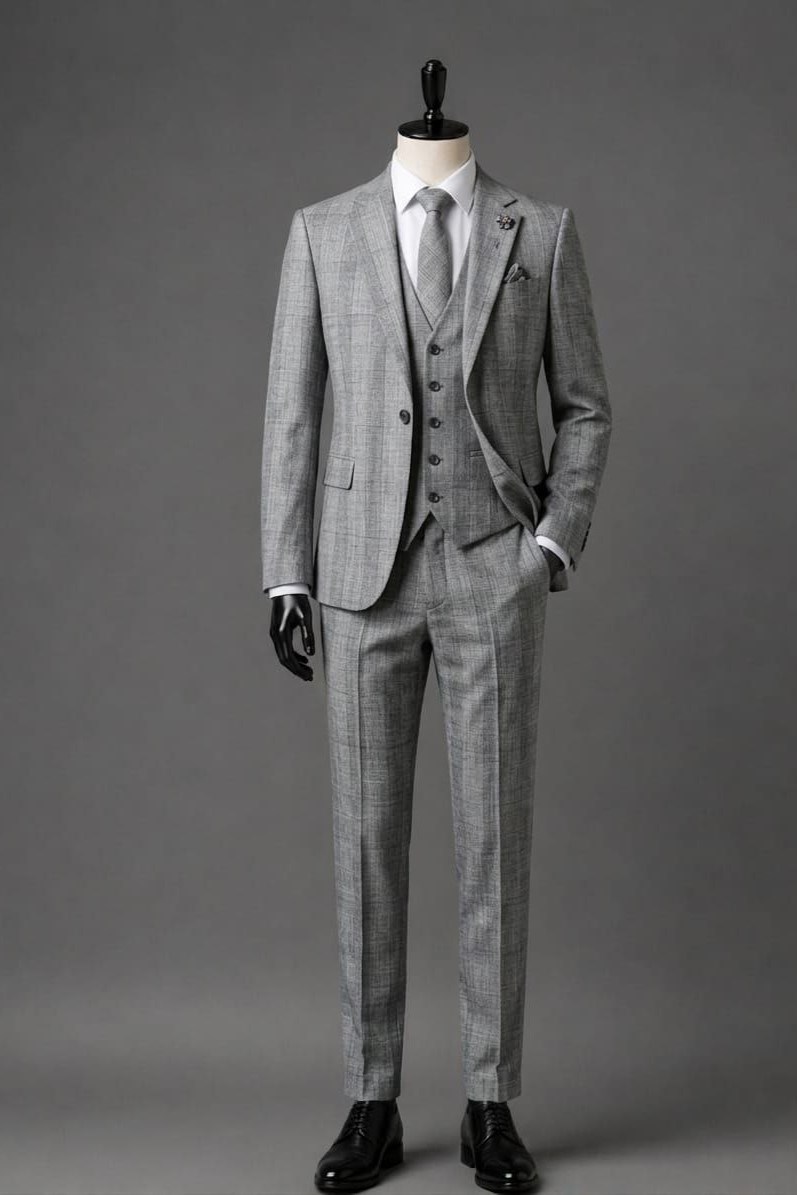 Wholesale Men's Gray Three-Piece Suit 1701-110
