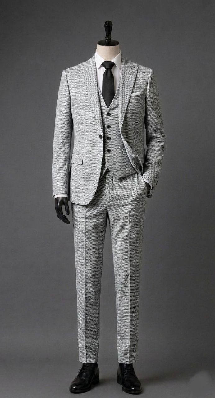Wholesale Men's Gray Three-Piece Suit 1701-113