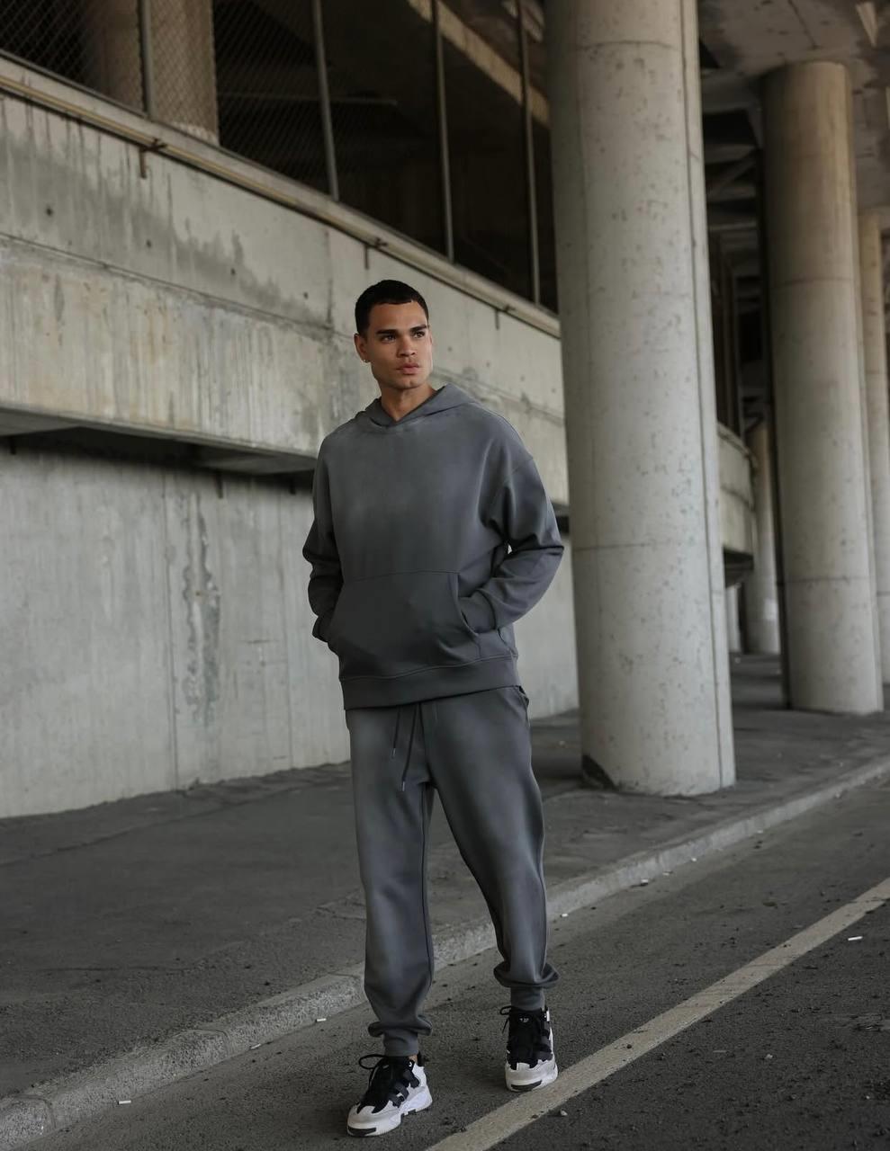 Wholesale Men's Gray Tracksuit 1603W26-25-K007