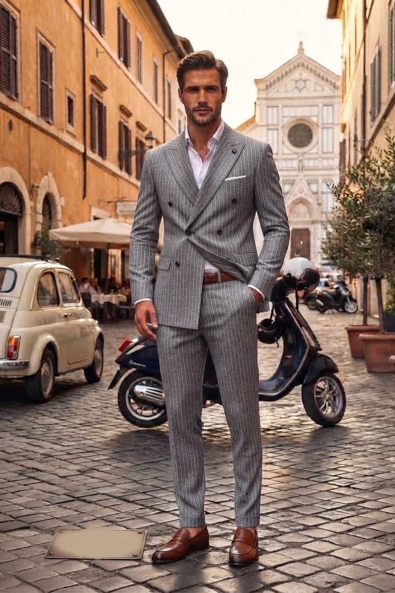 Wholesale Men's Gray Two-Piece Suit 1701-137
