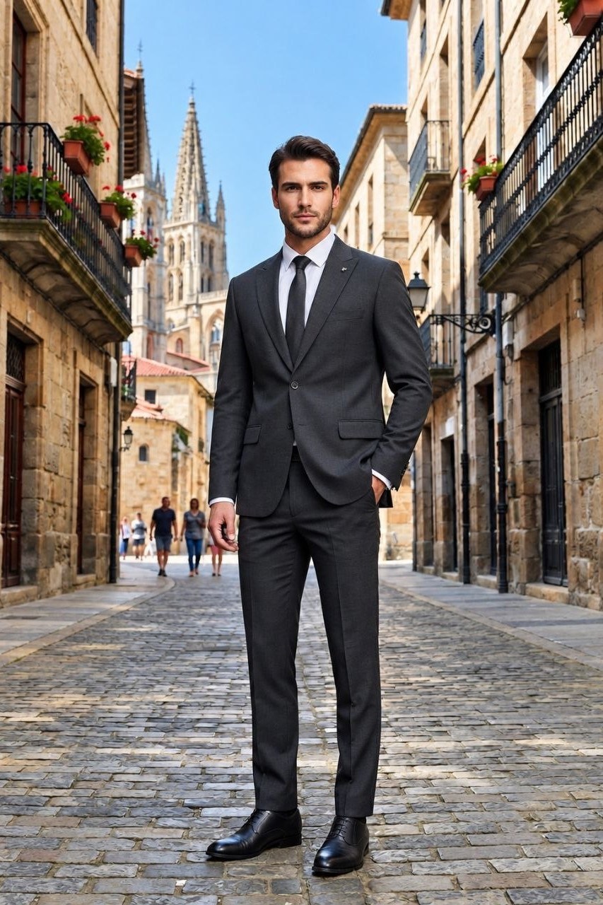 Wholesale Men's Gray Two-Piece Suit 1701-135
