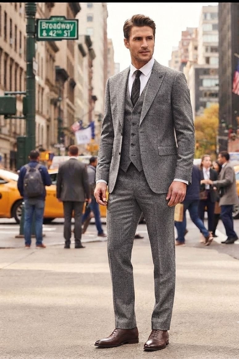 Wholesale Men's Gray Two-Piece Suit 1701-133