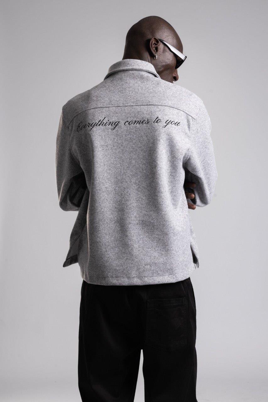 Wholesale Men's Gray Wool Blend Coat 1503W26-1793