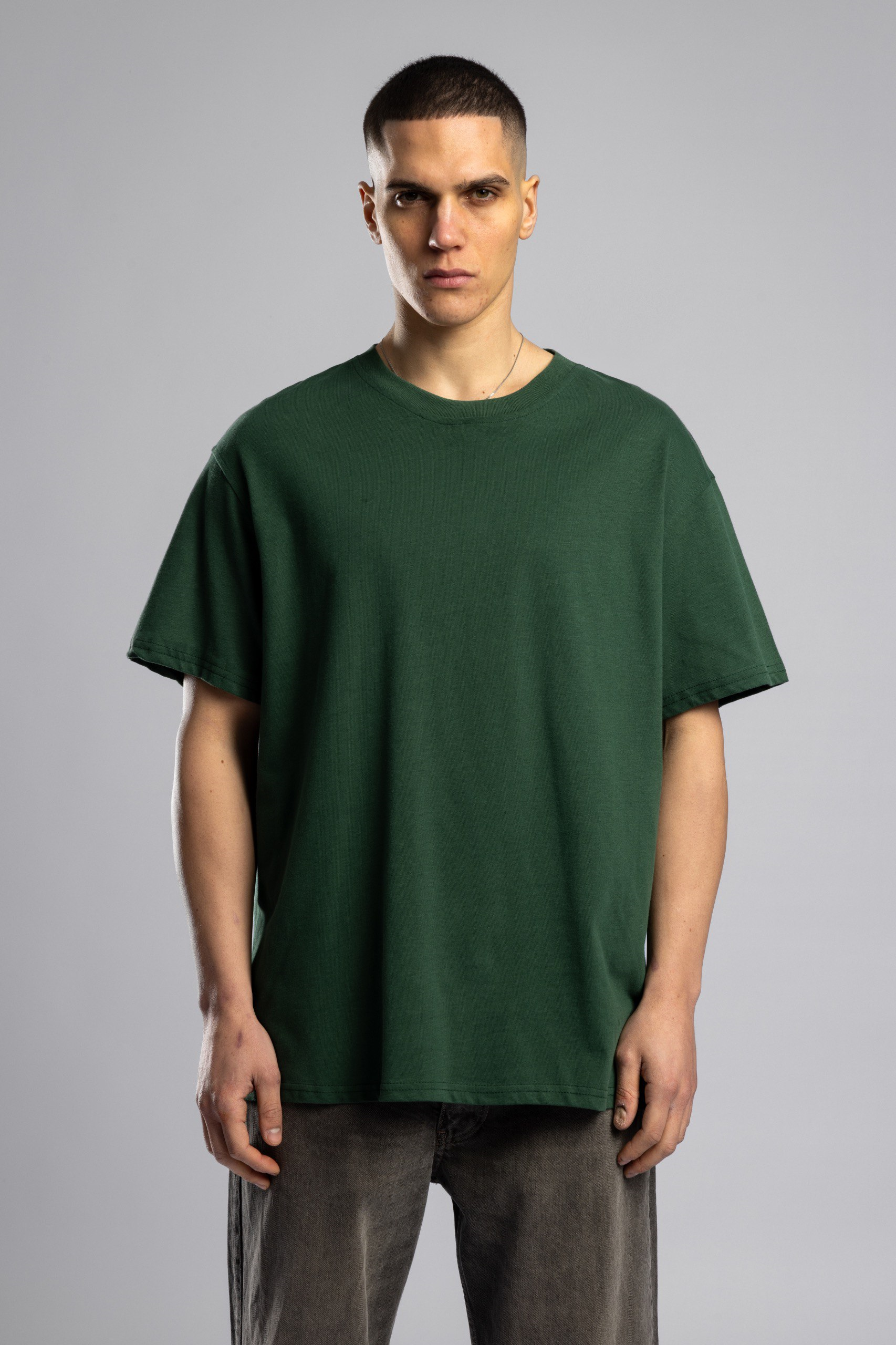 Wholesale Men's Green Basic T-shirt 1503W26-26CY-007