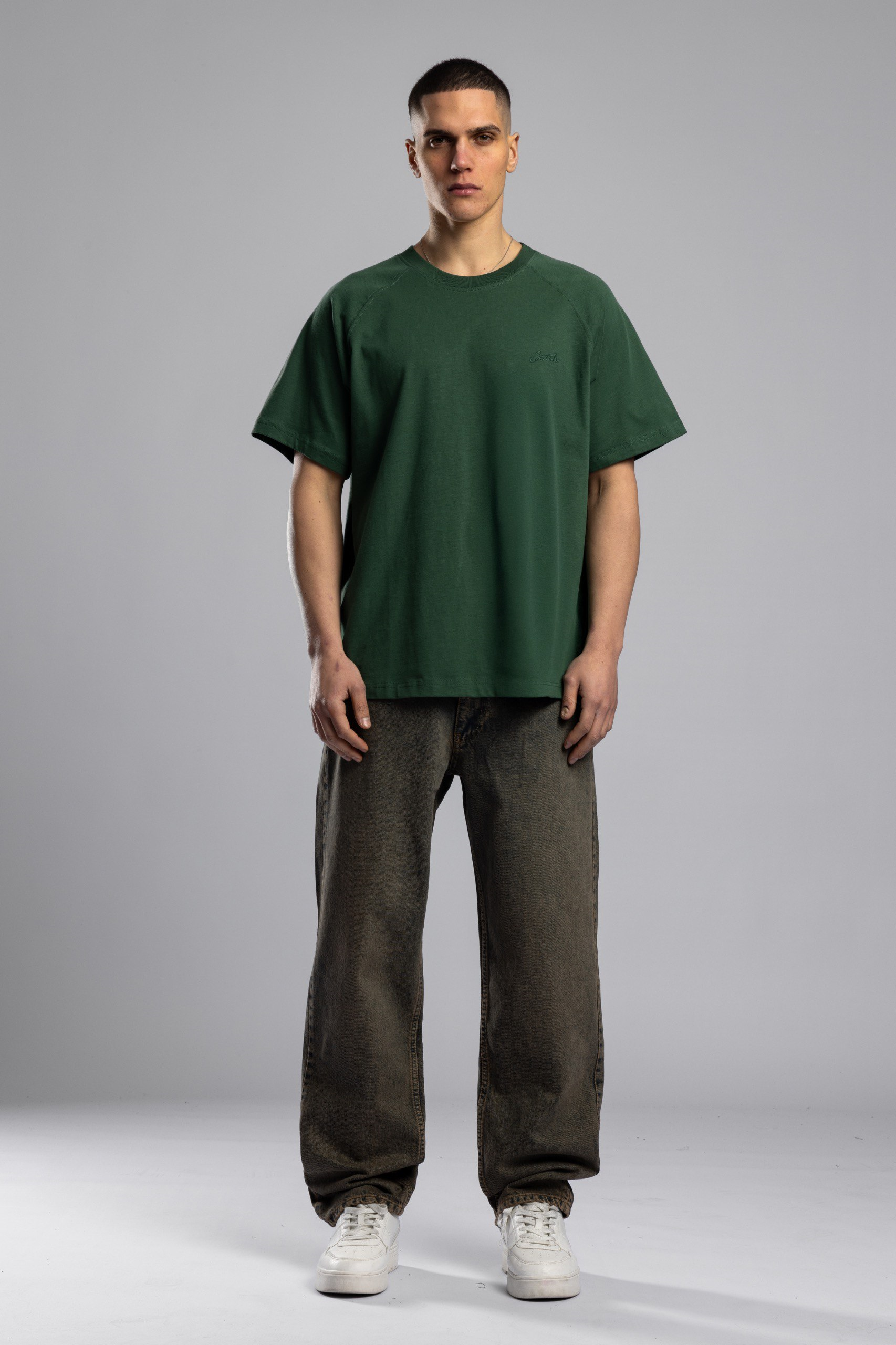 Wholesale Men's Green Basic T-shirt 1503W26-MRT-26013
