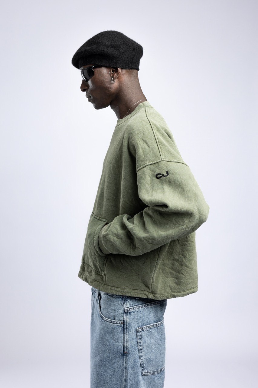 Wholesale Men's Green Sweatshirt  1503FW27-MRT-4649