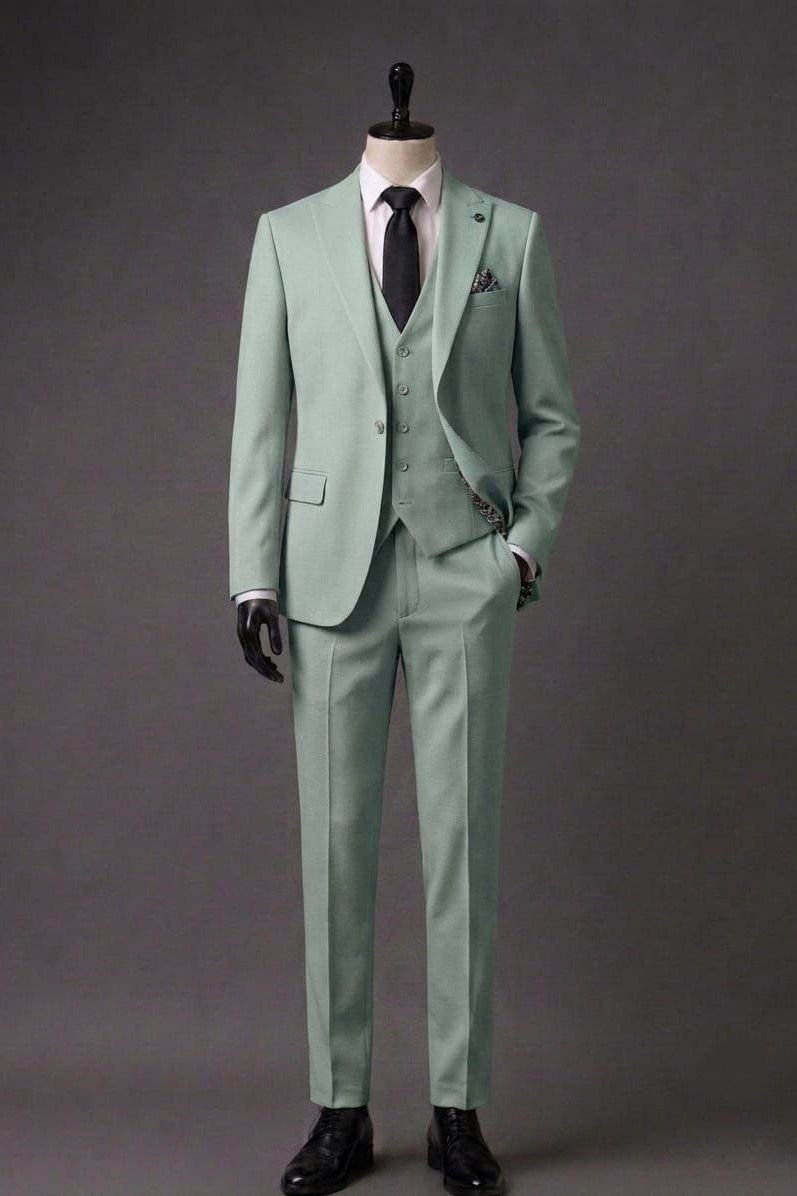 Wholesale Men's Green Three-Piece Suit 1701-115