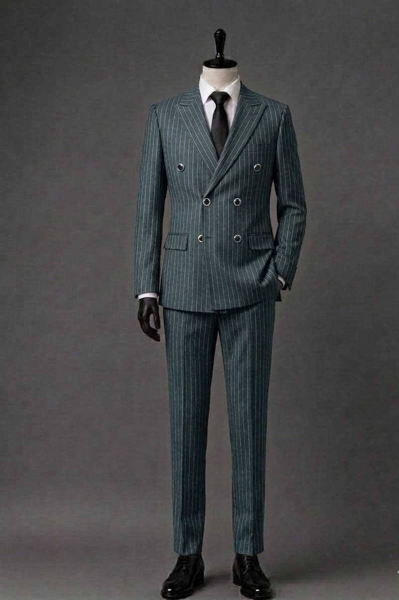 Wholesale Men's Green Two-Piece Suit 1701-112