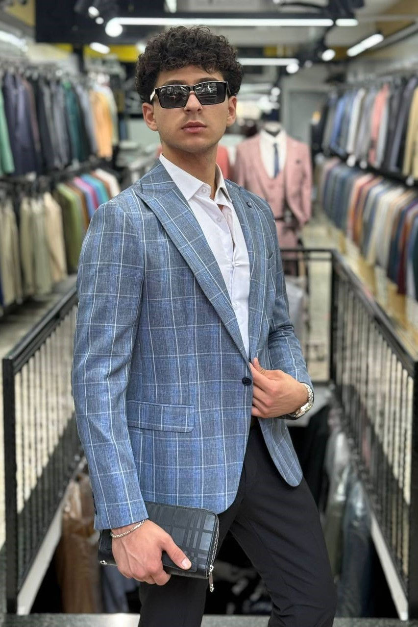 Wholesale Men's Indigo Blazer Jacket 1701W26-069