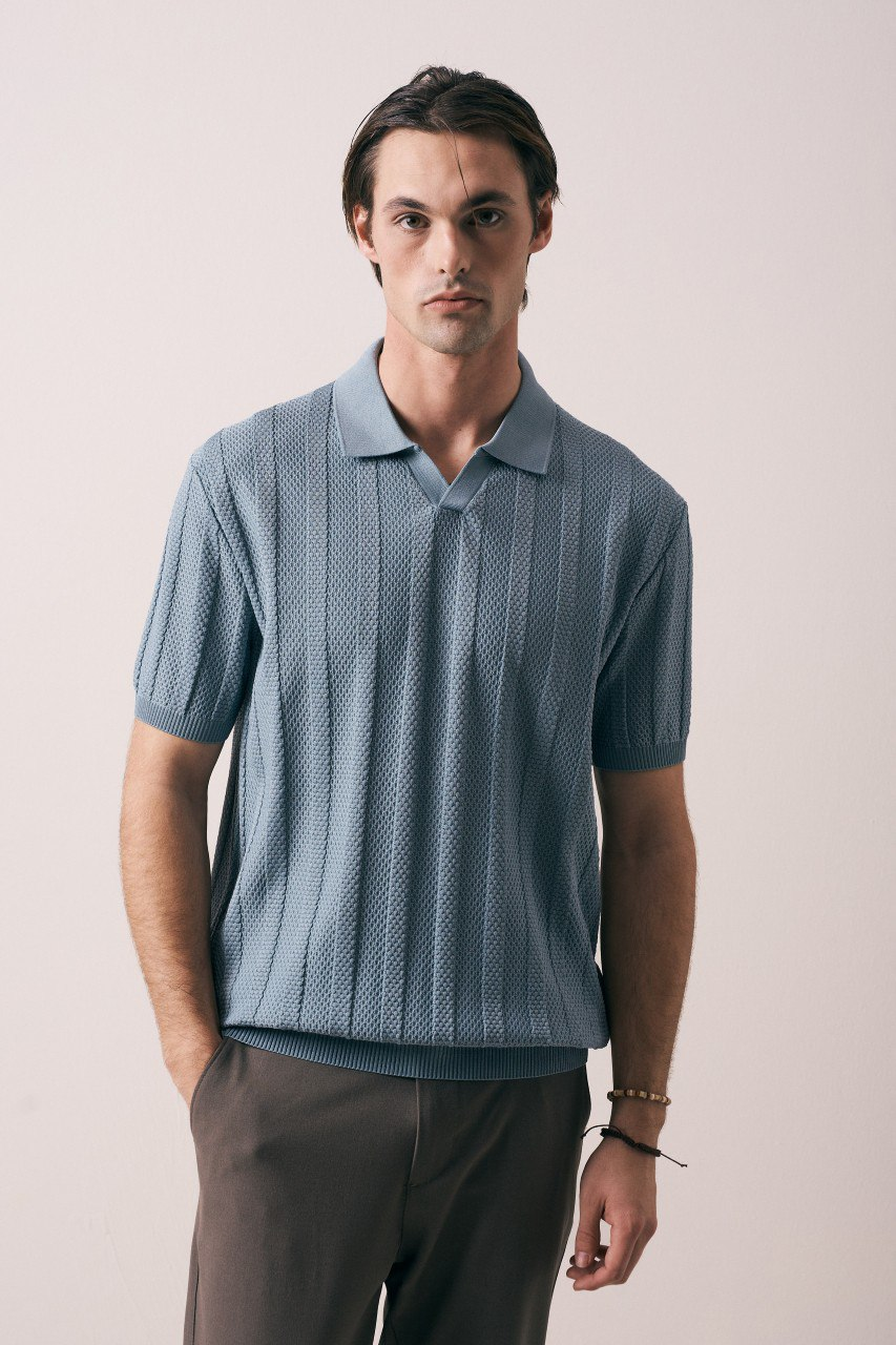 Wholesale Men's Indigo Knit Crew-Neck T-Shirt 1609W26-33246 