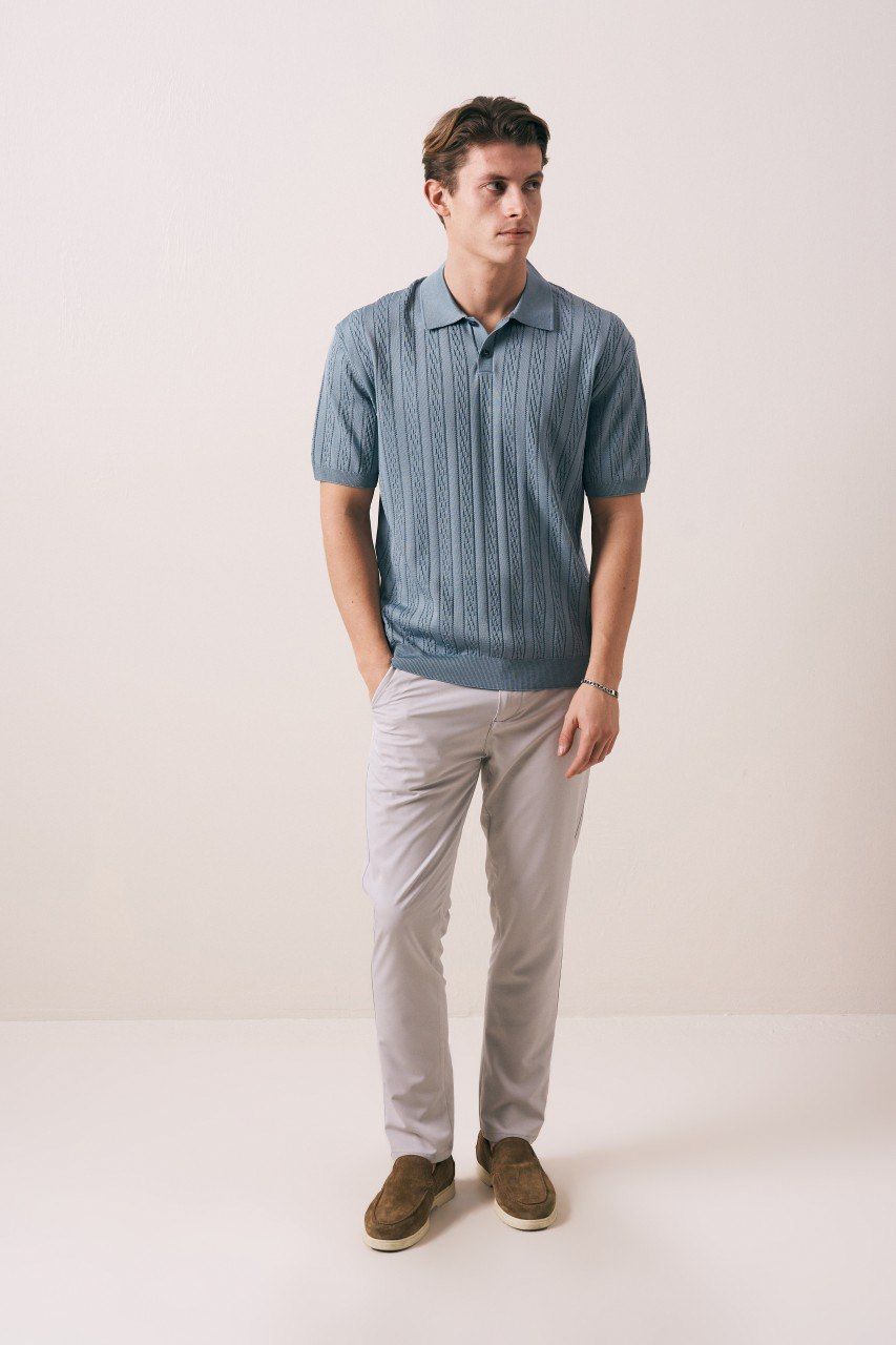 Wholesale Men's Indigo Knit Polo Shirt 1609W26-33285 