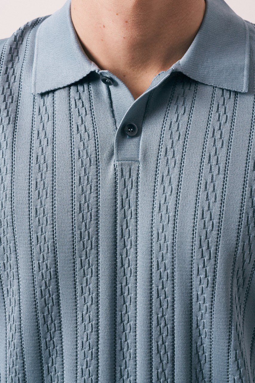 Wholesale Men's Indigo Knit Polo Shirt 1609W26-33285 