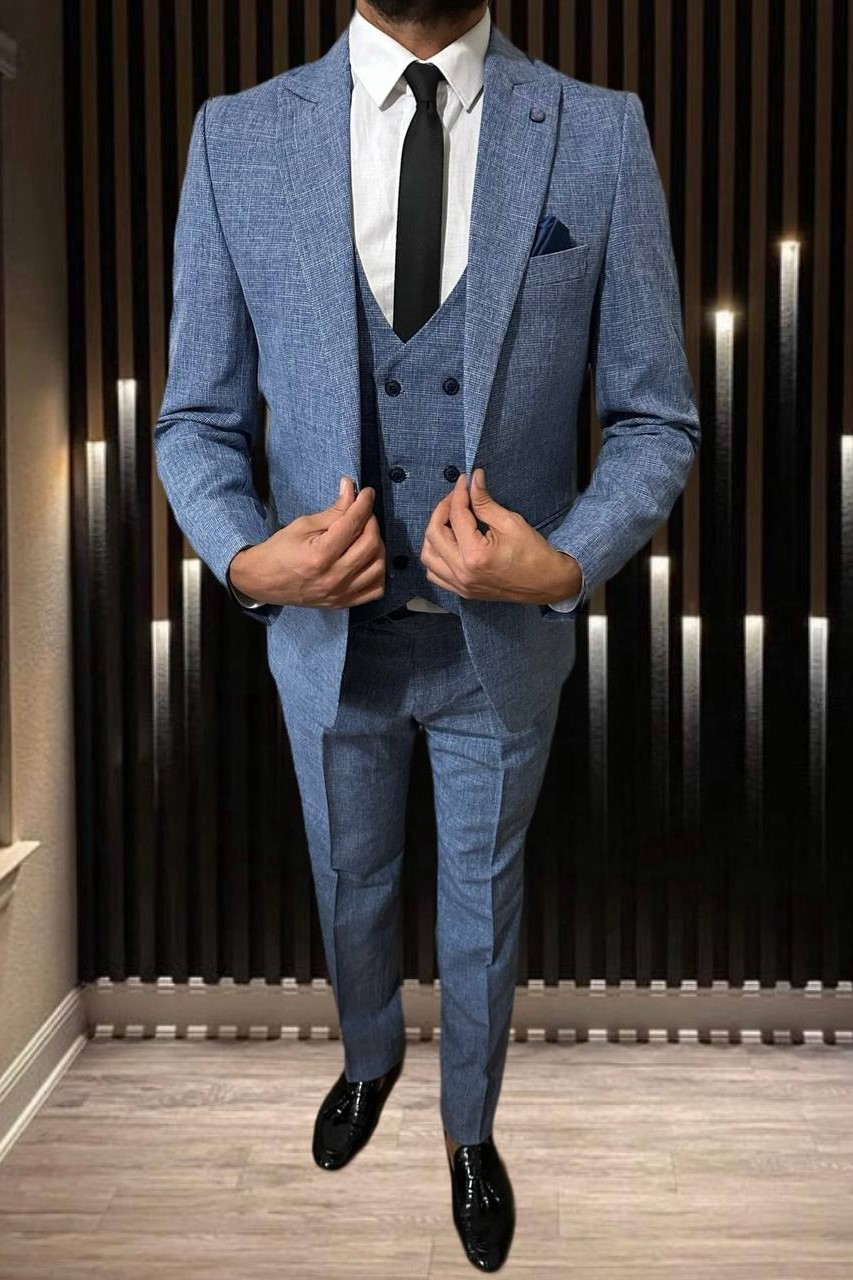 Wholesale Men's Indigo Three-Piece Suit 1701W26-089