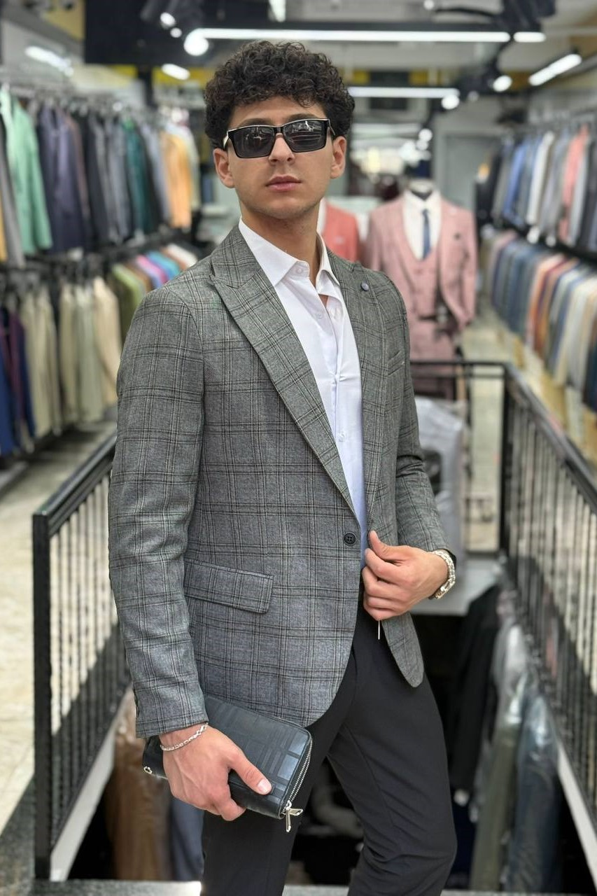 Wholesale Men's Khaki Blazer Jacket 1701W26-069