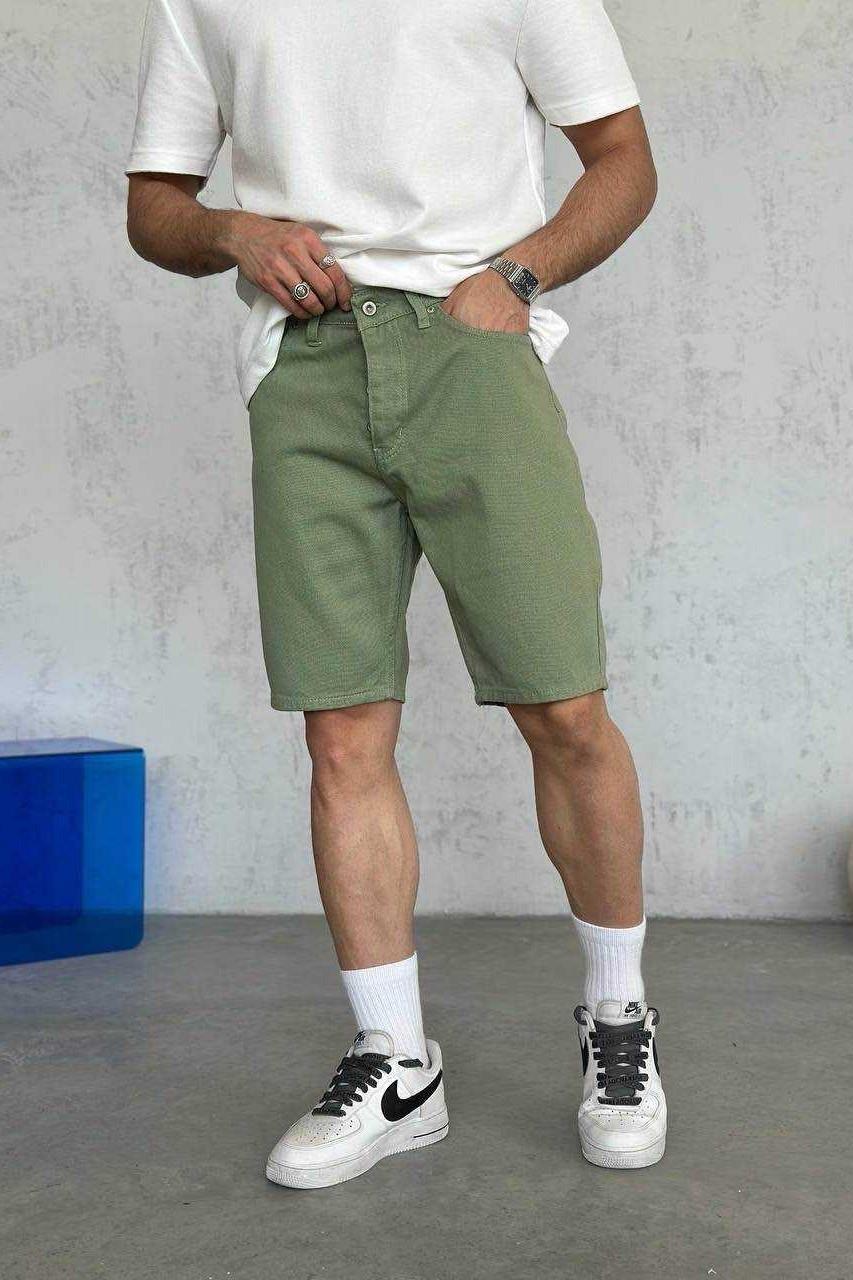 Wholesale Men's Khaki Denim Shorts 1504W26-SRT2569