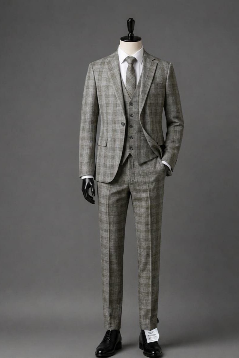 Wholesale Men's Khaki Three-Piece Suit 1701W26-110