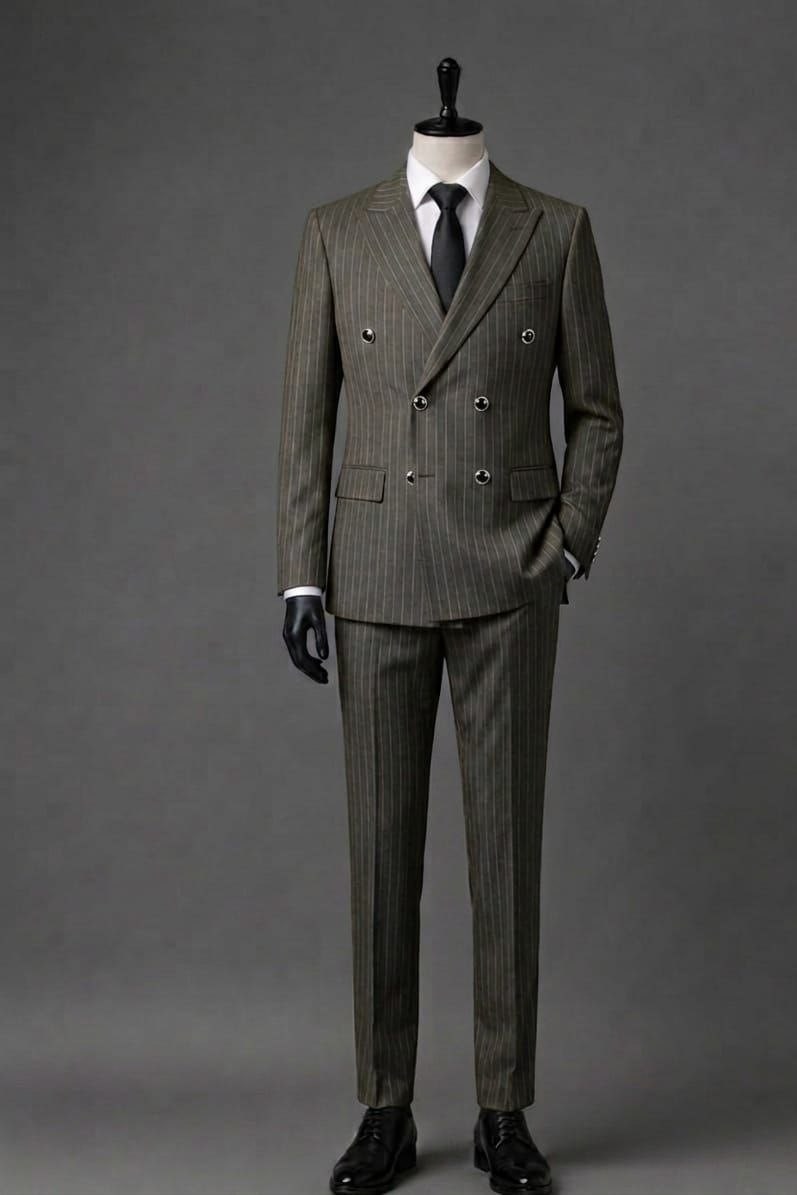 Wholesale Men's Khaki Two-Piece Suit 1701-112