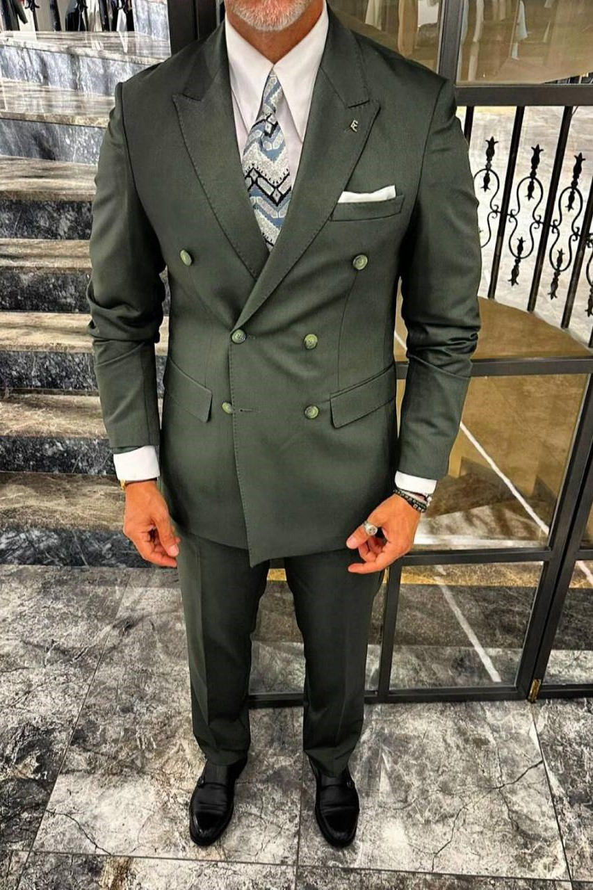 Wholesale Men's Khaki Two-Piece Suit 1702W26-5627