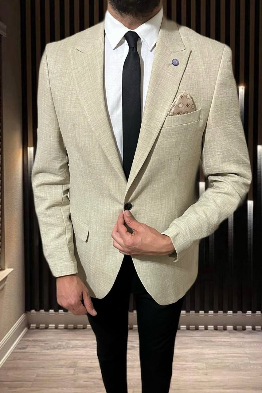 Wholesale Men's Light Beige Blazer Jacket 1701W26-080