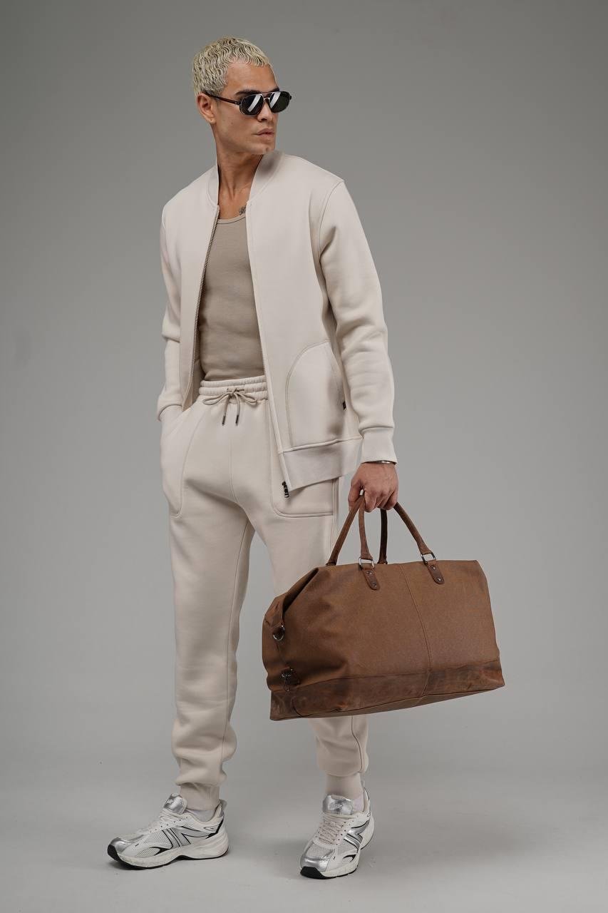Wholesale Men's Light Beige Tracksuit 1690W26-128