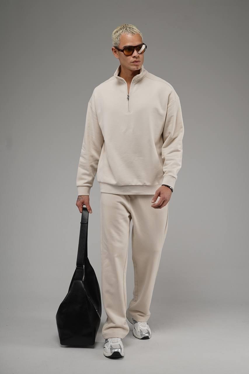 Wholesale Men's Light Beige Tracksuit 1690W26-120