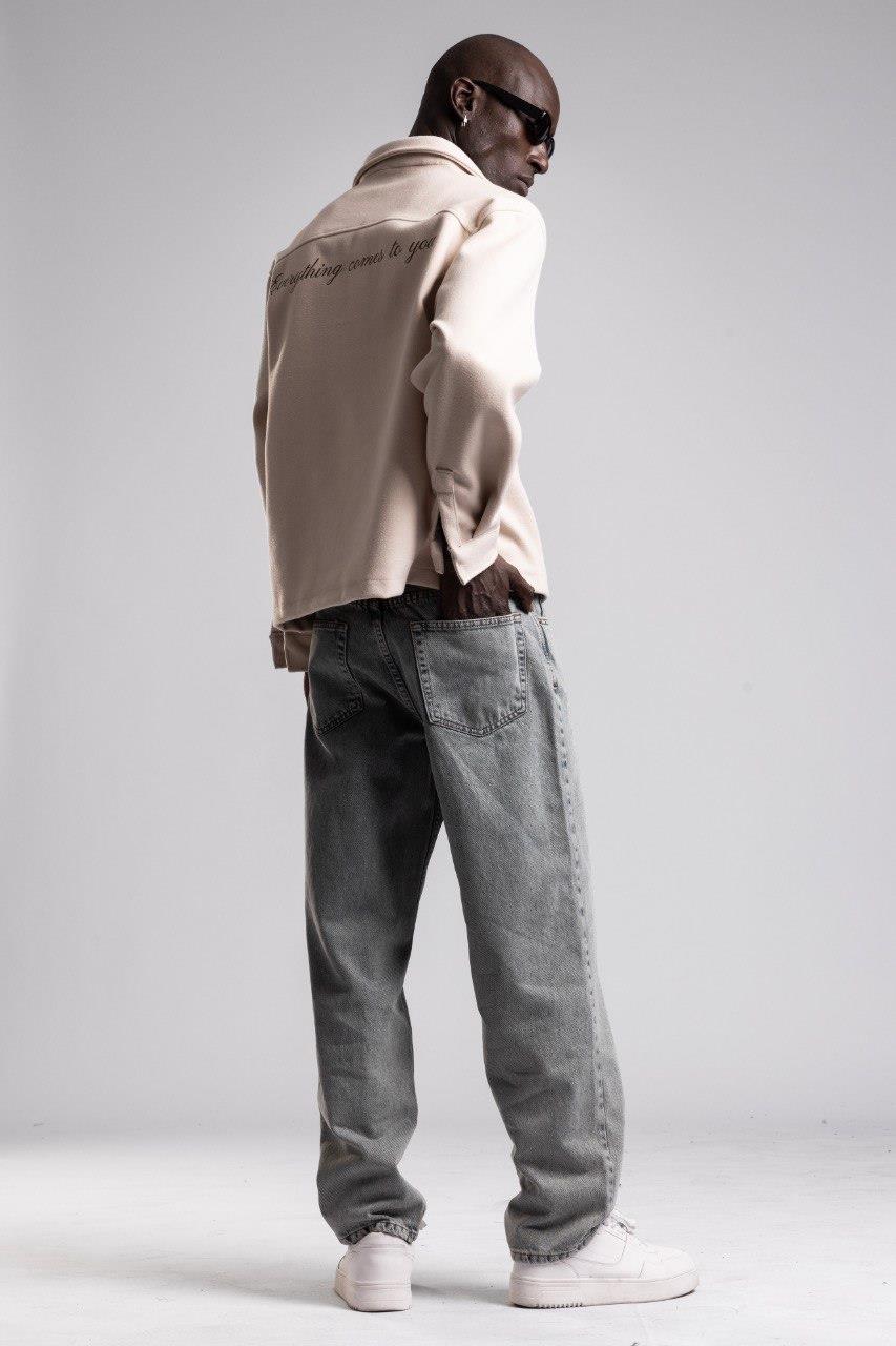 Wholesale Men's Light Beige Wool Blend Coat 1503W26-1793