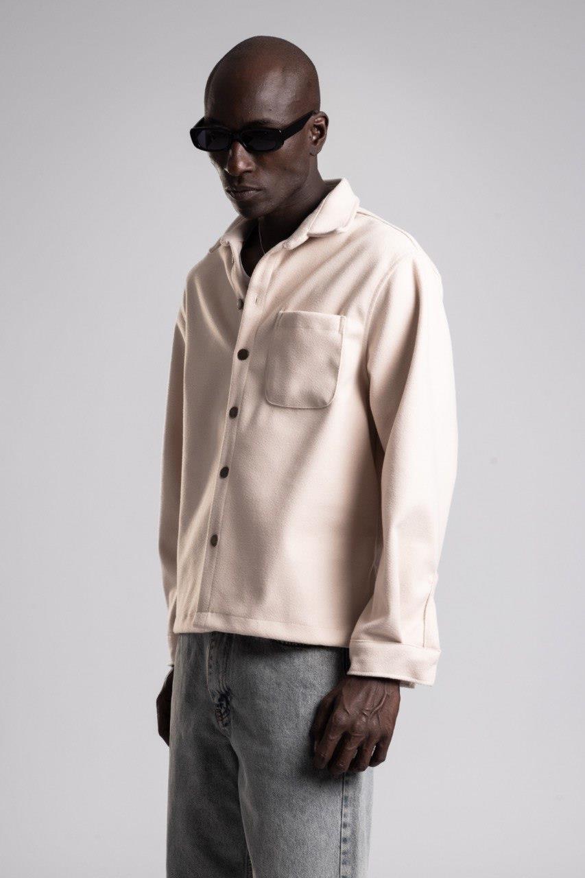 Wholesale Men's Light Beige Wool Blend Coat 1503W26-1793