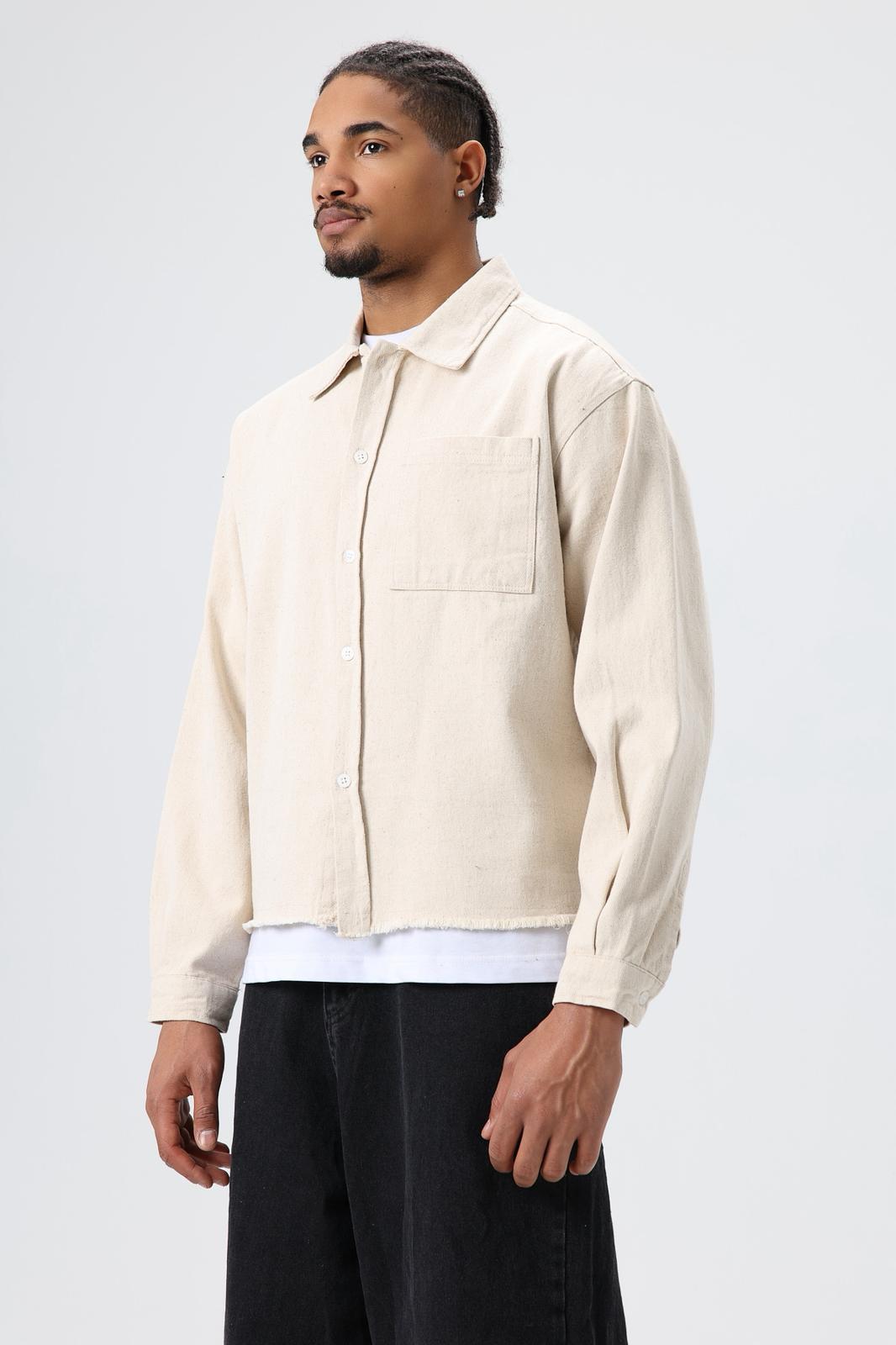 Wholesale Men's Light Beige Zip-Up Jacket 1605W26-E1006