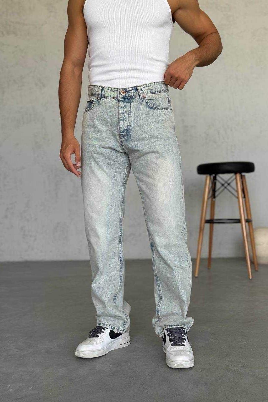 Wholesale Men's Light Blue Baggy Jeans 1504W26-PNT2366