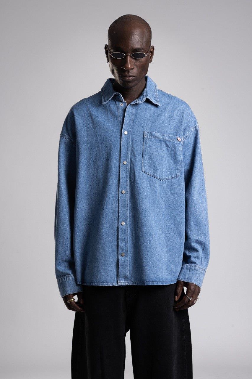 Wholesale Men's Light Blue Jean Shirt 1503W26-1643-12