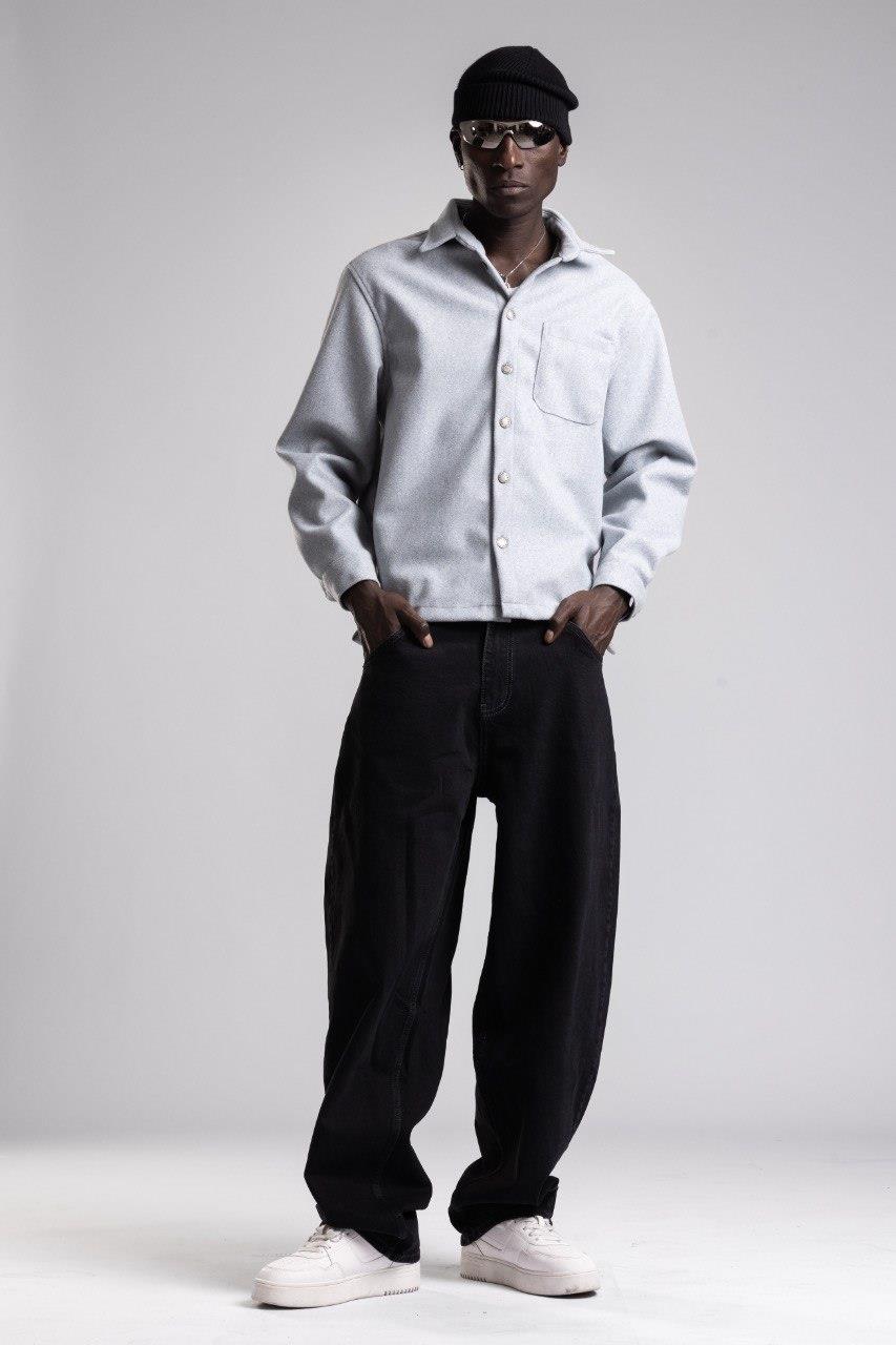 Wholesale Men's Light Gray Wool Blend Coat 1503W26-1793