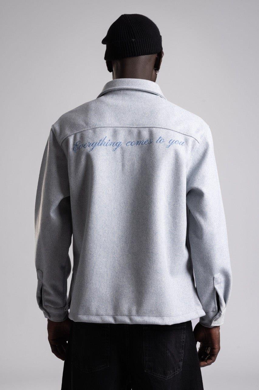 Wholesale Men's Light Gray Wool Blend Coat 1503W26-1793