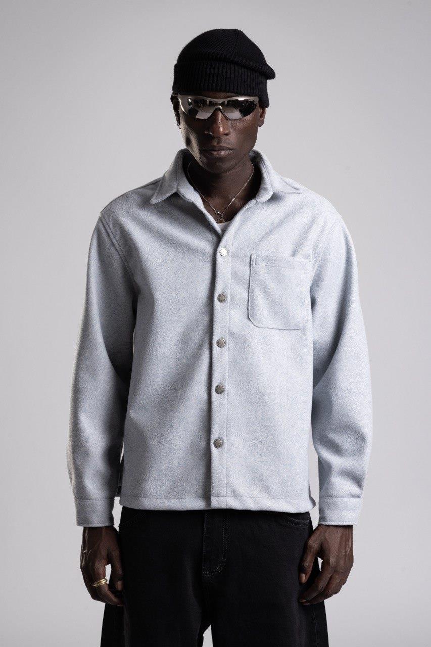 Wholesale Men's Light Gray Wool Blend Coat 1503W26-1793