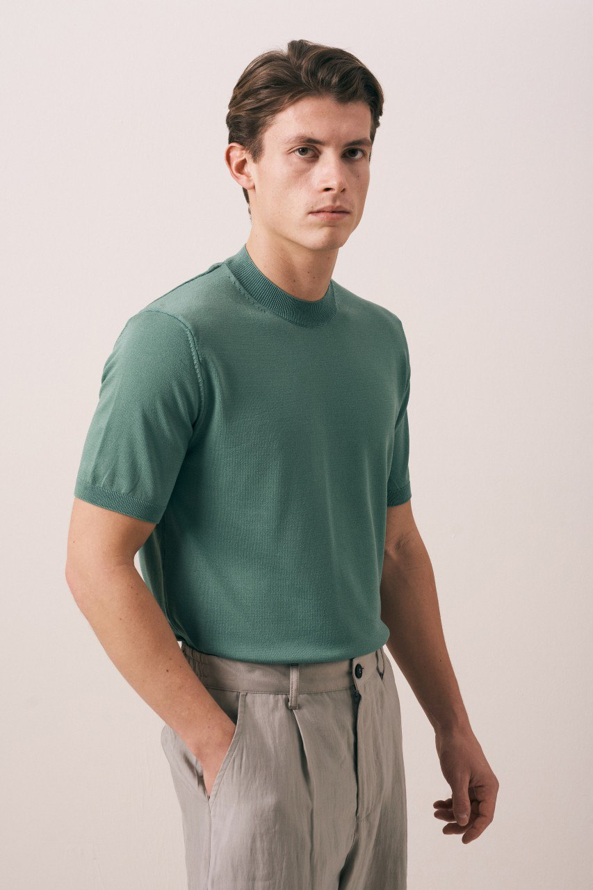 Wholesale Men's Mint Knit Crew-Neck T-Shirt 1609W26-66606