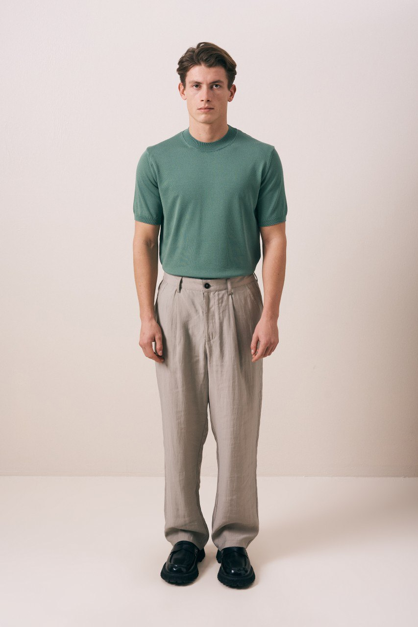 Wholesale Men's Mint Knit Crew-Neck T-Shirt 1609W26-66606