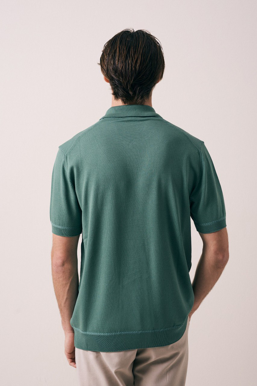 Wholesale Men's Mint Knit Polo Shirt 1609W26-66590 