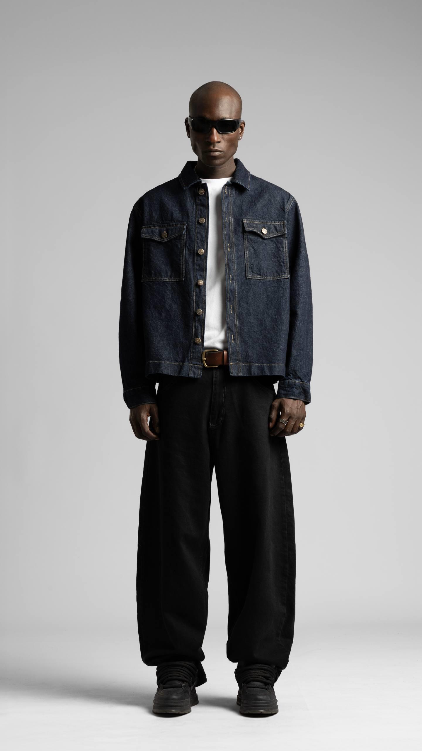 Wholesale Men's Navy Jean Jacket 1503W26-1799