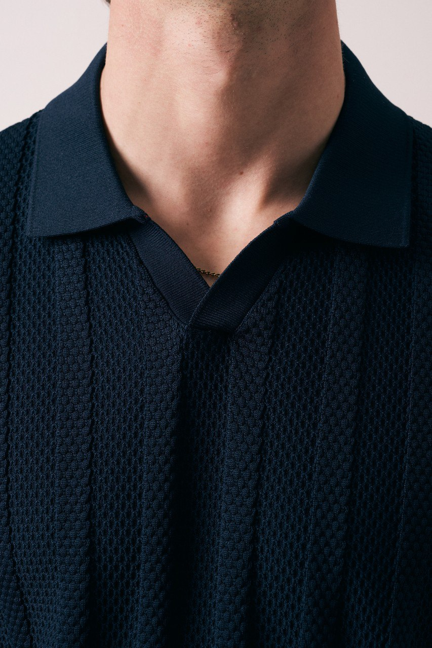 Wholesale Men's Navy Knit Crew-Neck T-Shirt 1609W26-33246 