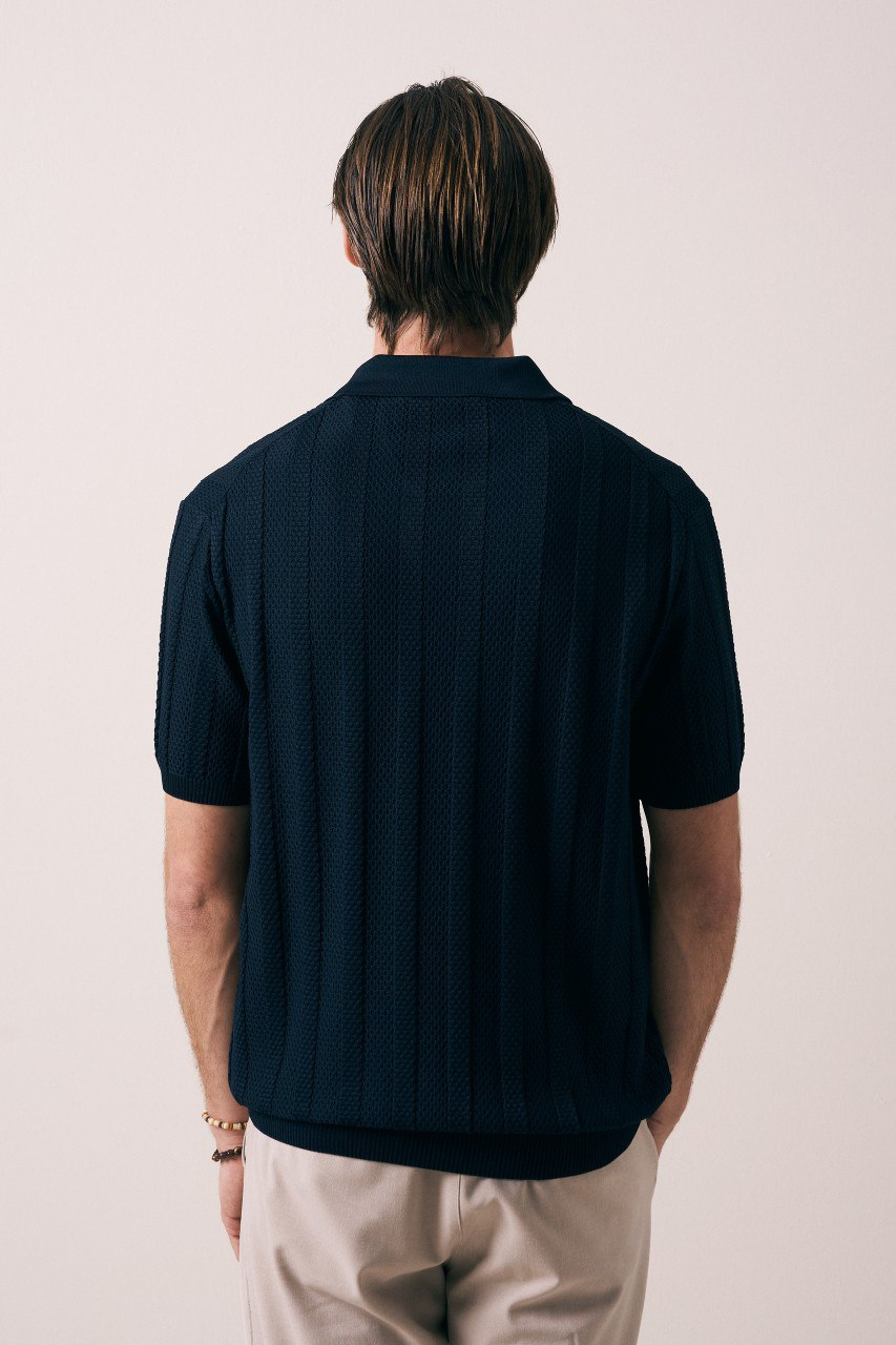 Wholesale Men's Navy Knit Crew-Neck T-Shirt 1609W26-33246 