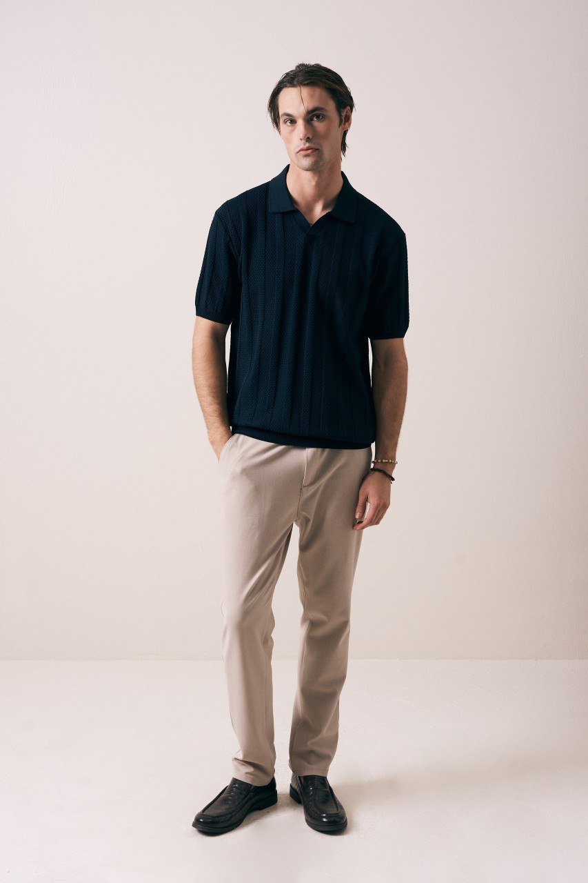 Wholesale Men's Navy Knit Crew-Neck T-Shirt 1609W26-33246 