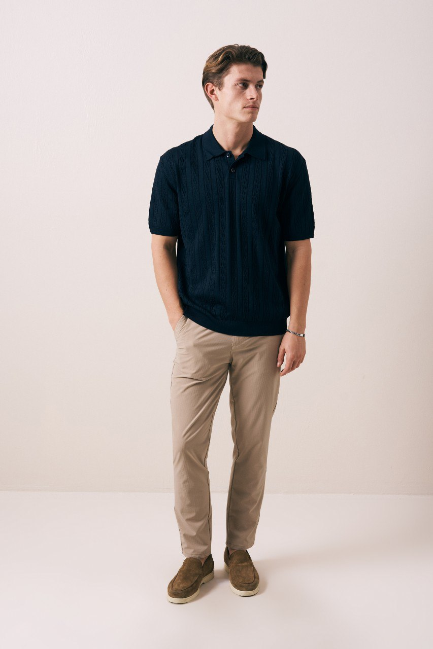 Wholesale Men's Navy Knit Polo Shirt 1609W26-33285 